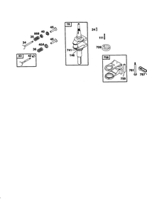 Crankshaft Diagram and Parts List for 198700  Briggs and Stratton Engine